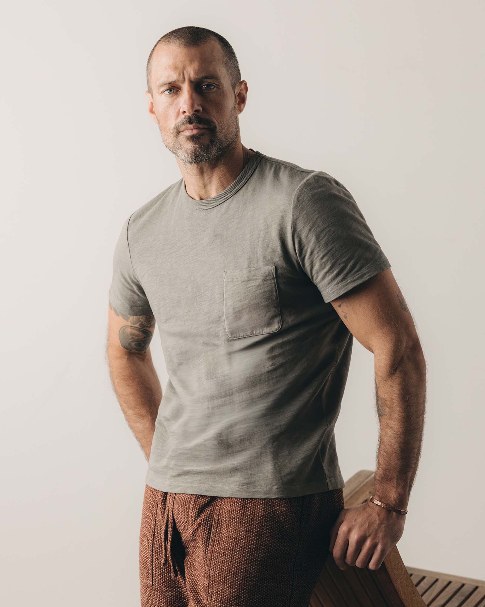 The Slub Tee in Smoked Olive - Image 2